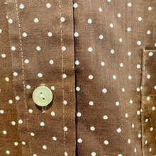 Load image into Gallery viewer, 1970's Vintage Men's Chocolate Brown White Polka Dots Cotton Blend L/S Shirt Made in France Sz S - OOAK - Phoenix Menswear