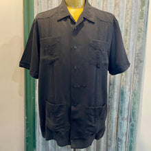 Load image into Gallery viewer, 1970's Vintage Men's Guayabera "Wedding Shirt" Charcoal Black S/S Shirt Sz 2XL - OOAK - Phoenix Menswear