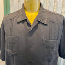 Load image into Gallery viewer, 1970's Vintage Men's Guayabera "Wedding Shirt" Charcoal Black S/S Shirt Sz 2XL - OOAK - Phoenix Menswear