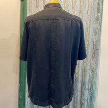 Load image into Gallery viewer, 1970's Vintage Men's Guayabera "Wedding Shirt" Charcoal Black S/S Shirt Sz 2XL - OOAK - Phoenix Menswear