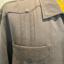Load image into Gallery viewer, 1970's Vintage Men's Guayabera "Wedding Shirt" Charcoal Black S/S Shirt Sz 2XL - OOAK - Phoenix Menswear