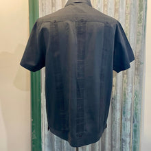 Load image into Gallery viewer, 1970's Vintage Men's Guayabera "Wedding Shirt" Charcoal Black S/S Shirt Sz L - OOAK - Phoenix Menswear