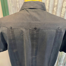 Load image into Gallery viewer, 1970's Vintage Men's Guayabera "Wedding Shirt" Charcoal Black S/S Shirt Sz L - OOAK - Phoenix Menswear