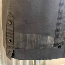 Load image into Gallery viewer, 1970's Vintage Men's Guayabera "Wedding Shirt" Charcoal Black S/S Shirt Sz L - OOAK - Phoenix Menswear