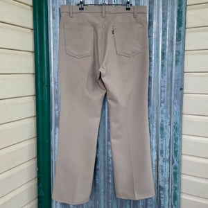 1970's Vintage Men's Levis Trousers Beige Polyester Sz 38 - OOAK - Phoenix Menswear