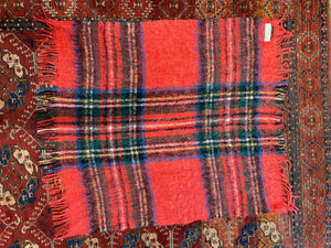 1970's Vintage Mohair Blanket 'St Albans' Made in Australia Throw Knee Warmer Red Royal Stewart Tartan fringed - OOAK - Phoenix Menswear