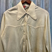 Load image into Gallery viewer, 1970's Vintage Off White Champagne L/S Cotton Knit Shirt Sz S - OOAK - Phoenix Menswear