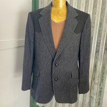 Load image into Gallery viewer, 1970&#39;s Vintage Pendleton Wool Blazer Herringbone Grey Elbow Patches 2 Button Made in the USA Sz 44 - OOAK - Phoenix Menswear