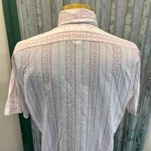 Load image into Gallery viewer, 1970's Vintage White Lightweight w/ Light Purple "Tapestry" Designs Shirt Pinstripe S/S Sz Large - OOAK - Phoenix Menswear