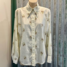 Load image into Gallery viewer, 1970's Vintage Women's Handmade Cream Floral Cotton L/S Shirt Sz L - OOAK - Phoenix Menswear
