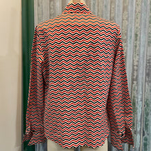 Load image into Gallery viewer, 1970s Vintage Women's Red Blue Cream Chevron L/S Shirt Sz S - OOAK - Phoenix Menswear