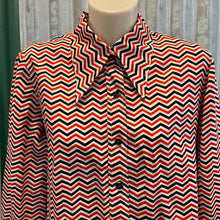 Load image into Gallery viewer, 1970s Vintage Women's Red Blue Cream Chevron L/S Shirt Sz S - OOAK - Phoenix Menswear