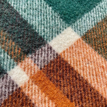 Load image into Gallery viewer, 1970's Vintage Wool Blanket Throw Knee Warmer Green Brown Check Fringed - OOAK - Phoenix Menswear