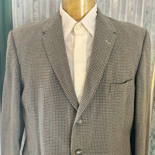 1970's Vintage Wool Check Jacket Green Brown Made in England Sz M - OOAK - Phoenix Menswear