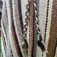 Load image into Gallery viewer, 1970&#39;s Wool Vintage Poncho Handmade Woven Brown Stripe V Neck One Size - OOAK - Phoenix Menswear