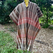 Load image into Gallery viewer, 1970&#39;s Wool Vintage Poncho Handmade Woven Brown Stripe V Neck One Size - OOAK - Phoenix Menswear