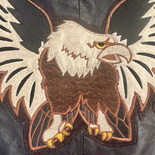 Load image into Gallery viewer, 1980&#39;s Heavy Vintage Black Leather Biker Vest Embroidered USA Flag Eagle Sz XL - OOAK - Phoenix Menswear