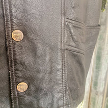 Load image into Gallery viewer, 1980&#39;s Heavy Vintage Black Leather Biker Vest Embroidered USA Flag Eagle Sz XL - OOAK - Phoenix Menswear