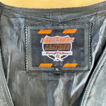 Load image into Gallery viewer, 1980&#39;s Heavy Vintage Black Leather Biker Vest Embroidered USA Flag Eagle Sz XL - OOAK - Phoenix Menswear