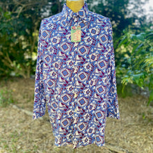 Load image into Gallery viewer, 1980&#39;s Vintage Deadstock Geometric Blue Funky L/S Shirt Sz XL - OOAK - Phoenix Menswear