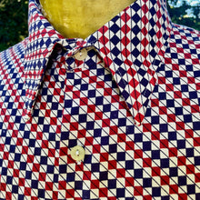 Load image into Gallery viewer, 1980&#39;s Vintage Geometric Red Blue L/S Shirt Funky Sz XL - OOAK - Phoenix Menswear