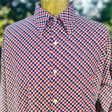 Load image into Gallery viewer, 1980&#39;s Vintage Geometric Red Blue L/S Shirt Funky Sz XL - OOAK - Phoenix Menswear