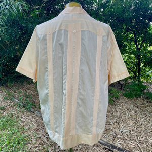 1980's Vintage Guayabera Embroidered Pockets Peach S/S Shirt Sz XL - OOAK - Phoenix Menswear