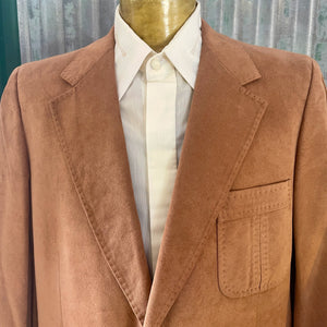 1980's Vintage Men's Suedette Blazer Tan Brown Sz L - OOAK - Phoenix Menswear