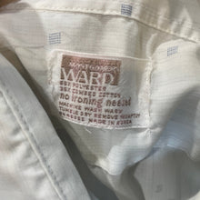 Load image into Gallery viewer, 1980's Vintage Men's White Light Blue Vertical Stripes Grey Squares L/S Shirt Sz L - OOAK - Phoenix Menswear