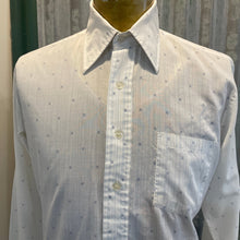 Load image into Gallery viewer, 1980's Vintage Men's White Light Blue Vertical Stripes Grey Squares L/S Shirt Sz L - OOAK - Phoenix Menswear