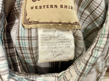 Load image into Gallery viewer, 1980's Vintage Men's Wrangler Western White Brown Blue Plaid Check L/S Shirt Sz L - OOAK - Phoenix Menswear