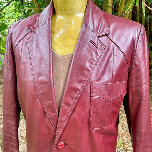 1980's Vintage Red Leather Jacket Sz M - OOAK - Phoenix Menswear