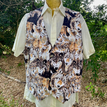 Load image into Gallery viewer, 1980&#39;s Vintage Wolves Print Vest Handmade Cream Brown Sz XXL - OOAK - Phoenix Menswear