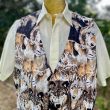 Load image into Gallery viewer, 1980&#39;s Vintage Wolves Print Vest Handmade Cream Brown Sz XXL - OOAK - Phoenix Menswear