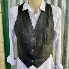 Load image into Gallery viewer, 1980&#39;s Vintage Women&#39;s Black Leather Vest Rocker Sz S - OOAK - Phoenix Menswear