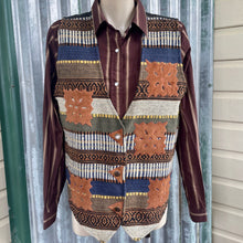 Load image into Gallery viewer, 1980&#39;s Vintage Women&#39;s Tapestry Vest Tan Cotton Sz L - OOAK - Phoenix Menswear