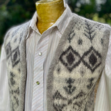 Load image into Gallery viewer, 1980&#39;s Vintage Wool Knit Vest Made in Scotland Cream Grey Sz S - OOAK - Phoenix Menswear