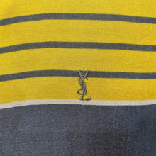 Load image into Gallery viewer, 1980's Vintage Yves Saint Laurent Paris Dusty Slate Blue Yellow Chest Stripes S/S Shirt Sz L - OOAK - Phoenix Menswear