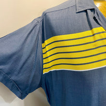 Load image into Gallery viewer, 1980's Vintage Yves Saint Laurent Paris Dusty Slate Blue Yellow Chest Stripes S/S Shirt Sz L - OOAK - Phoenix Menswear