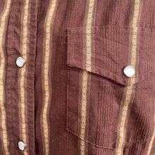 Load image into Gallery viewer, 1980&#39;s Women&#39;s Vintage Brown Stripe Western Cowgirl L/S Shirt Snaps Sz M - OOAK - Phoenix Menswear