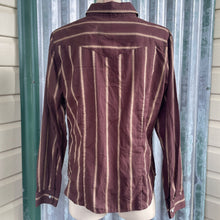 Load image into Gallery viewer, 1980&#39;s Women&#39;s Vintage Brown Stripe Western Cowgirl L/S Shirt Snaps Sz M - OOAK - Phoenix Menswear