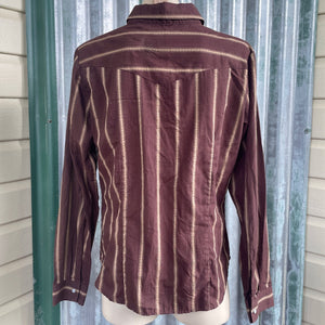 1980's Women's Vintage Brown Stripe Western Cowgirl L/S Shirt Snaps Sz M - OOAK - Phoenix Menswear