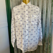 Load image into Gallery viewer, 1990&#39;s Floral Print Western Men&#39;s Blue White Cotton L/S Shirt Sz M - OOAK - Phoenix Menswear