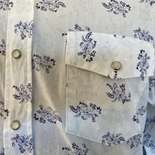 Load image into Gallery viewer, 1990&#39;s Floral Print Western Men&#39;s Blue White Cotton L/S Shirt Sz M - OOAK - Phoenix Menswear