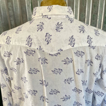 Load image into Gallery viewer, 1990&#39;s Floral Print Western Men&#39;s Blue White Cotton L/S Shirt Sz M - OOAK - Phoenix Menswear