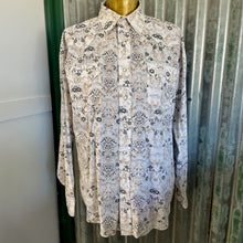 Load image into Gallery viewer, 1990&#39;s Floral Print Western Men&#39;s Brown Blue White Cotton L/S Shirt Sz XL - OOAK - Phoenix Menswear