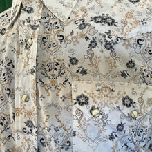 Load image into Gallery viewer, 1990&#39;s Floral Print Western Men&#39;s Brown Blue White Cotton L/S Shirt Sz XL - OOAK - Phoenix Menswear