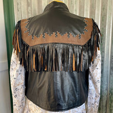 Load image into Gallery viewer, 1990&#39;s Heavy Vintage Black Brown Leather Fringed Vest Sz 2XL - OOAK - Phoenix Menswear