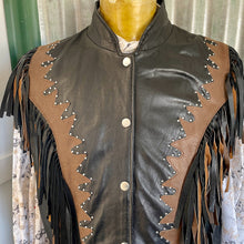 Load image into Gallery viewer, 1990&#39;s Heavy Vintage Black Brown Leather Fringed Vest Sz 2XL - OOAK - Phoenix Menswear