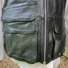 Load image into Gallery viewer, 1990&#39;s Heavy Vintage Black Leather Biker&#39;s Vest Zips Pockets Sz M - OOAK - Phoenix Menswear